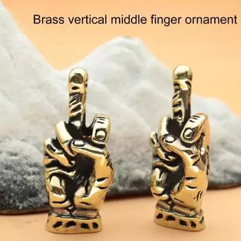1/2/3 шт. Мини-статуэтка из латуни в виде среднего пальца, золотая статуэтка с жестом руки, скульптура для домашнего офиса, гостиной, книжной полки, украшения рабочего стола, орнамент, кляп, подарок 1pc