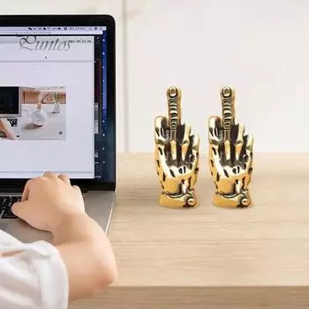 1/2/3 шт. Миниатюрная латунная фигурка среднего пальца, золотая статуэтка с жестом руки, скульптура для домашнего офиса, гостиной, книжной полки, украшения рабочего стола, орнамент, кляп 1pc