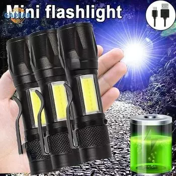 1/2/3 шт., мощный перезаряжаемый фонарик, мини-зум, уличный, кемпинг, сильная лампа, водонепроницаемый фонарик 1 PCS чёрный
