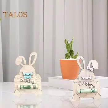 1/2/3 шт. Пасхальный кролик держатель денег деревянный кролик настольный знак держатель денег домашний офис украшение рабочего стола праздничный подарок деньги 1pc синий