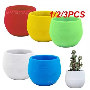 1/2/3 шт. пластиковый цветочный горшок маленький зеленый цветочный горшок для растений настольный горшок однотонный держатель для грязи 2024 горшок для суккулентных растений