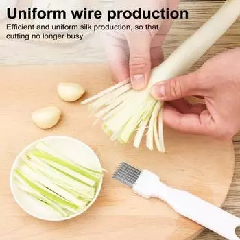 1/2/3 шт., резак для лука с защитным ограждением, измельчитель зеленого лука из нержавеющей стали, нескользящая ручка, 7 лезвий, кухонные инструменты для быстрой нарезки 1pc