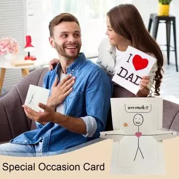 1/2/3 шт. Романтическая поздравительная открытка «Я люблю тебя», всплывающая 3D-открытка на годовщину, открытка-сюрприз для парня и девушки 1pc