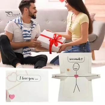 1/2/3 шт. Романтическая поздравительная открытка «Я люблю тебя», всплывающая 3D-открытка на годовщину, открытка-сюрприз для парня и девушки 1pc