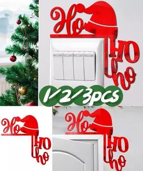 1/2/3 шт. Рождественские 3D сани лосей акриловые зеркальные наклейки для дома, переключатели, настенные дверные украшения для фестиваля, Рождества, Нового года, декора своими руками 1PC красный