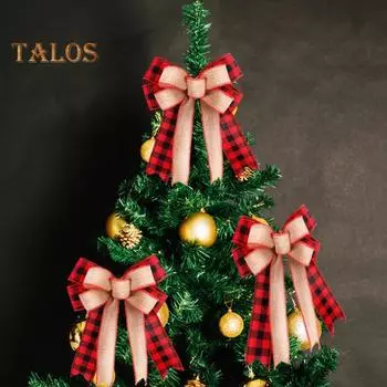 1/2/3 шт. Рождественский бант, винтажный рождественский галстук-бабочка в клетку, венок, украшение для упаковки подарков, верхушки дерева, входной двери, украшения дома 1pc чёрный