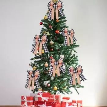 1/2/3 шт. Рождественский бант, винтажный рождественский галстук-бабочка в клетку, венок, украшение для упаковки подарков, верхушки дерева, входной двери, украшения дома 1pc чёрный