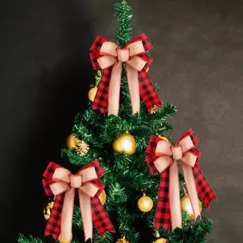 1/2/3 шт. Рождественский бант, винтажный рождественский галстук-бабочка в клетку в виде буйвола, венок, украшение для подарка 1pc чёрный