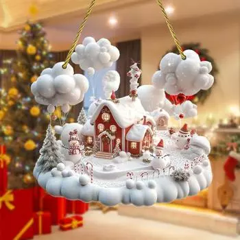 1/2/3 шт. Рождественское украшение 2D акриловый зимний снежный деревенский домик подвеска рождественская елка подвеска 1pc