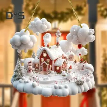 1/2/3 шт. Рождественское украшение 2D акриловый зимний снежный деревенский домик подвеска рождественская елка подвесное украшение 1pc