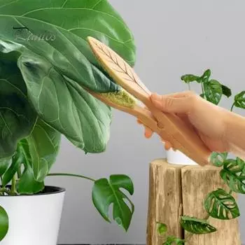 1/2/3 шт. Щипцы для чистки листьев с деревянной ручкой для уборки пыли с комнатных растений и улицы, ручной инструмент для чистки растений 1pc