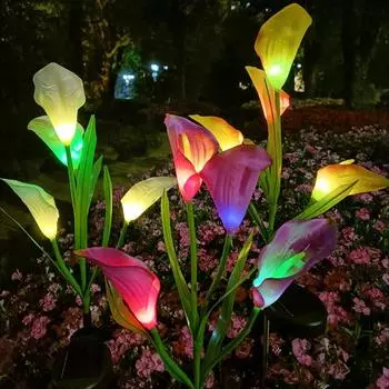 1/2/3 шт. солнечные садовые фонари, светодиодные цветочные лампы с автоматическим включением/выключением, водонепроницаемые, для патио, газона, меняющий цвет, ландшафтное освещение