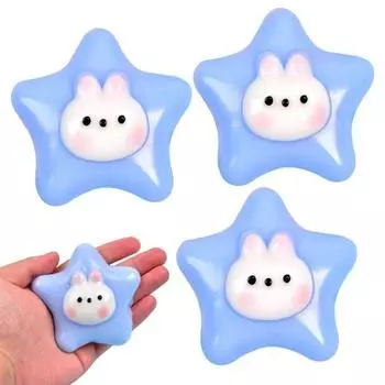 1/2/3 шт. Сжимаемая игрушка в форме звезды-кролика, ультрамягкая TPR, снятие стресса и беспокойства, не деформируется, упругая мультяшная игрушка, игрушка-компаньон для путешествий 1pc