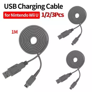 1/2/3 шт. USB-кабель для зарядки игрового контроллера Nintendo WII U, кабель для передачи данных и питания, шнур для геймпада, линии питания консоли