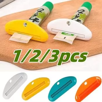 1/2/3 шт. Выдавливатель зубной пасты, ручная выжимка зубной пасты, зажимы для тюбика, многофункциональный дозатор для очищающего средства для лица, бытовые принадлежности для ванной комнаты 1pc жёлтый