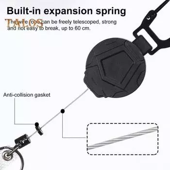 1/2/3 шт. выдвижной брелок стальной шнур прочный держатель значка пружинный механизм многоцелевой зажим карабин 1pc чёрный