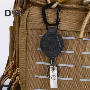 1/2/3 шт. выдвижной брелок стальной шнур прочный держатель значка пружинный механизм многоцелевой зажим карабин 1pc чёрный