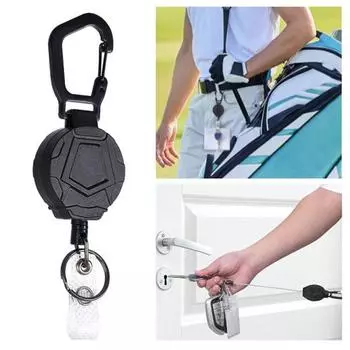 1/2/3 шт. выдвижной брелок стальной шнур прочный держатель значка пружинный механизм многоцелевой зажим карабин 1pc чёрный