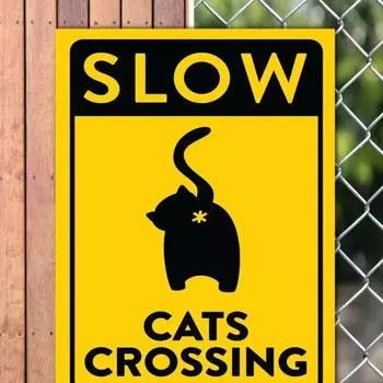 1/2/3 шт. Знак «Медленные кошки переходят дорогу» деревянный черный предупреждающий знак «Котенок переступает дорогу» 1pc