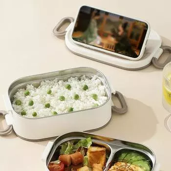 1/2 /3-слойный контейнер для ланча, легко моется, герметичен 1 layer white pink