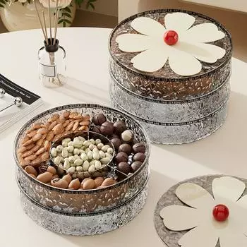 1/2/3 Слоя Модная Фруктовая Тарелка С Крышкой Прочный Ящик Для Хранения Конфет Орехов Для Семейных Посиделок One