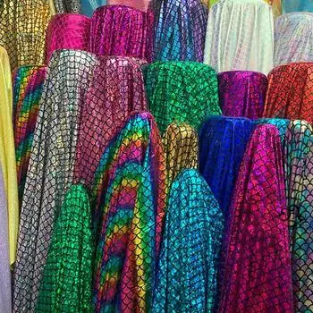 1/2/3M лазерная рыбья чешуя бронзовая ткань спандекс 4 способа растягивается ткань для самостоятельного шитья танцор купальники сценическая одежда для выступлений 1M