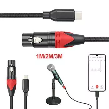 1/2/3M USB C Microphone Cable Plug and Play USB C To XLR Female Microphone Cable for Google Pixel Samsung Galaxy USC-C Phone