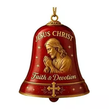 1/2/3Pcs Jesus Pray Commemorative Bell Ornament Christmas Tree Hanging Jesus Christ Faith Devotion Bell Decoration Holiday Party Pendant 1pc A