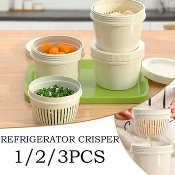 1/2/3 шт. Холодильник Хрустящий Имбирь Чеснок Зеленый Лук Хранение Ящик Для Слива Гарниров Двойной Слой Консервации Герметичная Коробка 1 pcs