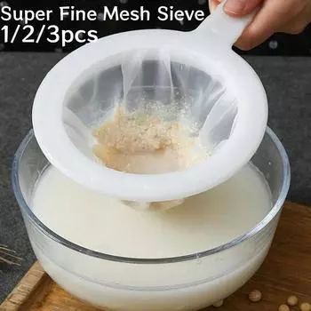 1/2/3pcs Reusable Super Fine Mesh Sieve Kitchen Strainer Nylon 100 Mesh Colander with Handle Soy Milk Juice Tea Coffee Filter 1PC
