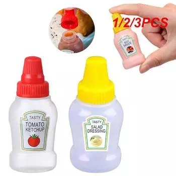 1/2/3PCS Squeeze Bottle Convenient Covered Polychromatic Single Plastic Condiment Dispenser Salad Container Portable