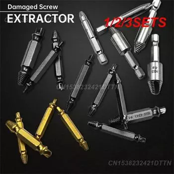 1/2/3SETS Damaged Screw Removal Tool Versatile Professional Professional Screw Removal Tool Double-headed Screw Extractor Set