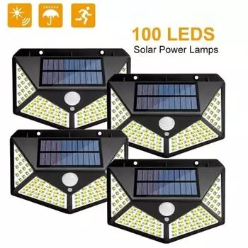 1/2/4/5/6 шт. 100 светодиодных настенных светильников, уличная солнечная лампа, PIR датчик движения, солнечный свет, уличный фонарь для украшения сада 1PCS