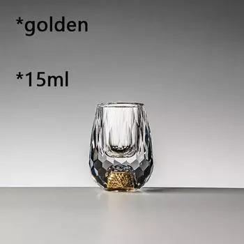 1/2/4/6 шт. Роскошные хрустальные бокалы для водки, сакэ, сётю, бара, ликера, золотая фольга, стеклянная чашка для чая, подарочные бокалы для крепкого ликера и вина 15 мл 1pcs
