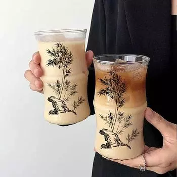 1/2/4/6 шт. термостойкий бамбуковый кофейный стакан для воды в китайском стиле в форме бамбука, симпатичная чашка для холодного напитка, молока, латте 1PCS