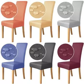 1/2/4/6 шт., водонепроницаемые чехлы на стулья из искусственной кожи, однотонные чехлы на стулья, эластичные чехлы на стулья из спандекса, защитные чехлы для кухонных стульев для гостиной 1-Pcs оранжевый