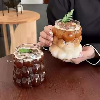 1/2/4/6шт термостойкие стеклянные чашки в форме винограда прозрачные стеклянные чашки для питья сока пива молока чая кружки для кофе 1PCS