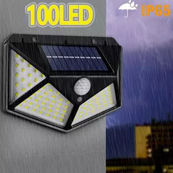 1/2/4/8/10 шт. 100 светодиодных настенных светильников на солнечной энергии с датчиком движения, водонепроницаемая уличная садовая лампа 1pcs