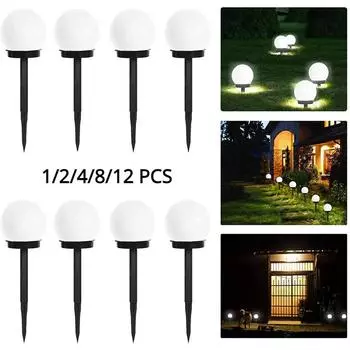 1/2/4/8/12 шт. светодиодный солнечный светильник для сада, солнечная лампа, уличный водонепроницаемый светильник для газона, дорожка, пейзажная лампа для дома, двора, подъездной дороги, лужайки, парка 1 PCS белый