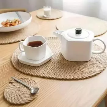 1/2/4 комплекта овальных салфеток и подставок из джута, плетеных вручную, салфеток в стиле бохо, плетеных вручную подставок для стола в деревенском стиле, салфеток из натурального джута 1set