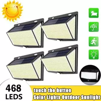 1/2/4 шт. 468LED солнечный светильник, уличный солнечный прожектор, датчик движения, 3 режима, солнечный светодиодный светильник, солнечный свет для украшения сада 1PCS