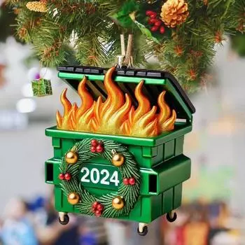 1/2/4 шт., акриловая подвеска в виде елки с ремешком, легко подвешивается, креативная форма, 2D-подвеска, рождественский праздничный декор 1pc зелёный