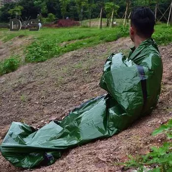 1/2/4 шт. аварийный спальный мешок водонепроницаемый ПЭ портативное термоодеяло легкий открытый кемпинговый походный походный мешок для взрослых 4pcs армия зеленый