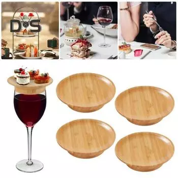 1/2/4 шт., бокал для вина, Топпер для закусок, тарелка для закуски, деревянная крышка для бокала для красного вина, доска для закусок, стеклянная крышка для питья, десертный топпер, кухня B