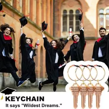 1/2/4 шт. брелок для ключей Wildest Dreams, прочный металлический портативный золотой брелок в форме ключа, держатель для сумки, рюкзака, подвесного украшения, подарка на выпускной 1pc
