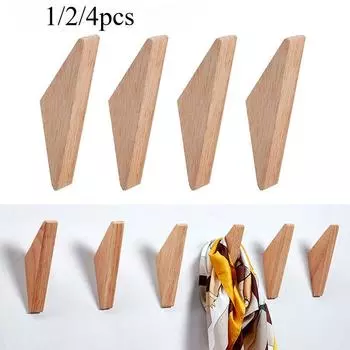 1/2/4 шт. Деревянный треугольный крючок с углом наклона, настенные крючки для одежды, многоцелевое использование для шляп и сумок, аксессуары для хранения вещей в доме 1pcs