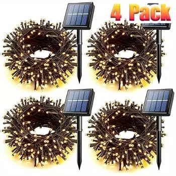 1/2/4 шт. гирлянды на солнечных батареях, наружные, сверхъяркие солнечные лампы, 8 режимов, солнечные лампы для деревьев, для двора, сада, патио, свадебных украшений 1 Pack