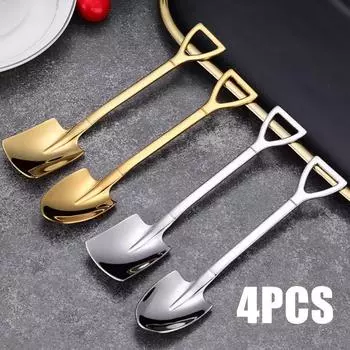 1/2/4 шт. Кофейная ложка Столовые приборы из нержавеющей стали Столовая посуда Ретро Железная лопатка Мороженое Десертная ложка Совок Креативная ложка Чайная ложка 2PCS-gold1