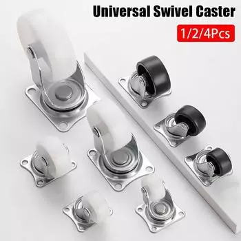 1/2/4 шт. Колесо для тяжелой работы, 360 градусов, белый нейлоновый резиновый мебельный ролик, 1/1,25/1,5/2/2,5/3 дюйма, универсальные поворотные ролики