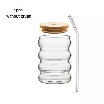 1/2/4 шт. креативная стеклянная кружка с крышкой и трубочкой, термостойкая волнообразная кружка для пива, сока, льда, кофе, коктейлей, фруктов, стеклянная посуда для напитков